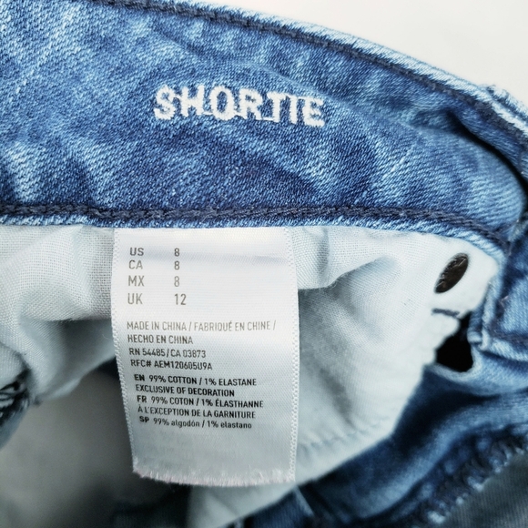 *Last Chance* AEO American Eagle Shortie Jean Shorts Cutoff Frayed Denim Size 8 - Picture 7 of 8